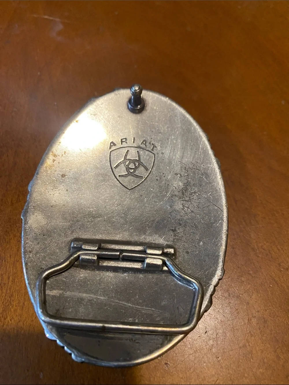 Ariat Men's Western Oval Belt Buckle Silver Longhorn Steer Head Barbed Wire A370